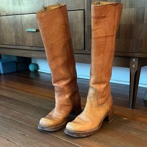 Frye Brown Leather Heeled Boots size 8b